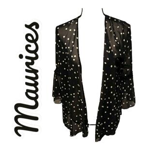 Maurices cardigan sheer black and white polka dot womens size XS